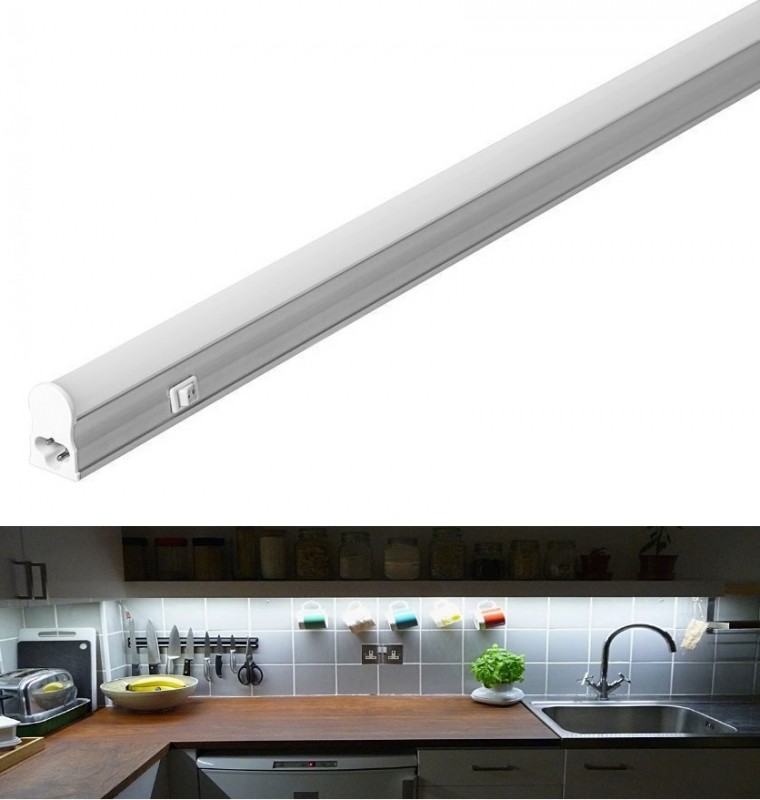 Ecola LED linear IP20 линейный св.д. св-к T5 с выкл. (сет.шнур без вилки) 8W 220V 6500K 570x22x33